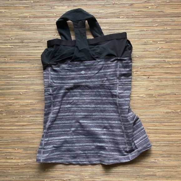 Lululemon Black Stripes Galore Scoop Neck Tank - Size 12 - Picture 2 of 4